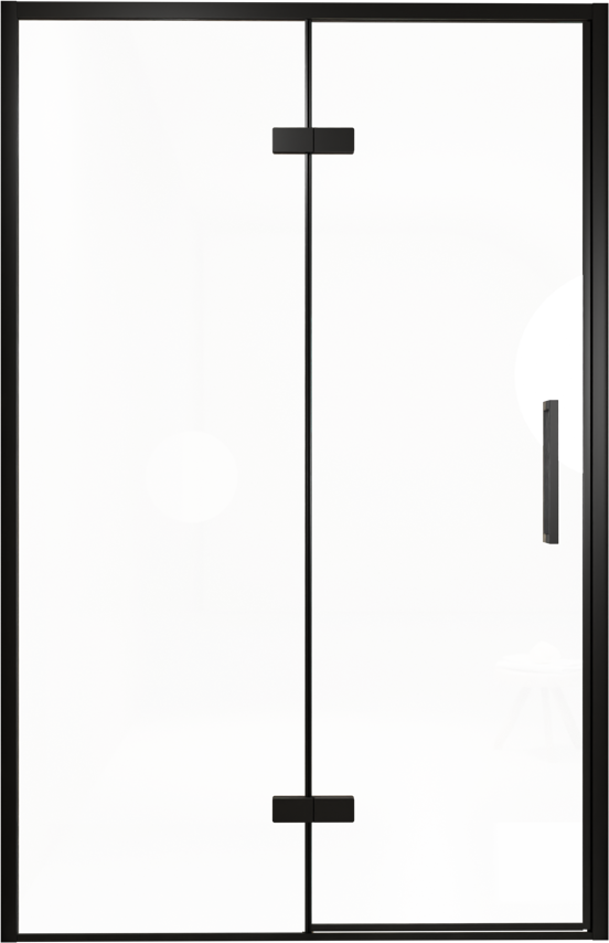 Balmani Senses Design douche draaideur links 140 cm x 210 cm Helder glas, Zwarte profielen