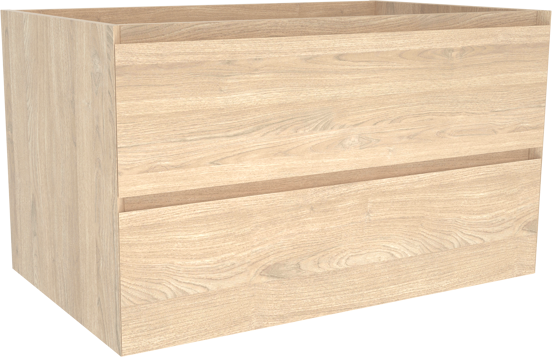 Balmani Mitra meuble sous-lavabo suspendu 90 x 55 cm placage chêne naturel 2 tiroirs