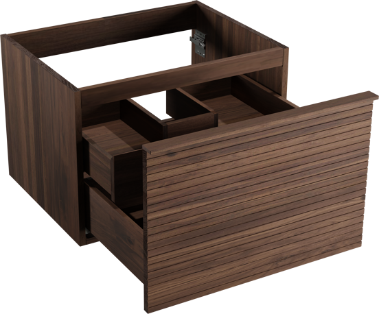 Balmani Forma meuble sous-lavabo suspendu nervure horizontale 67,5 x 55 cm noyer Américain 2 tiroirs