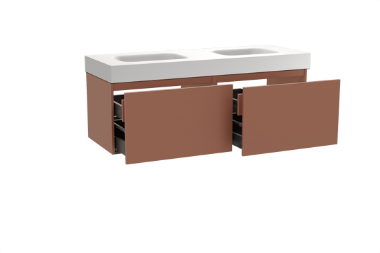 Balmani Sfera hängendes Möbelstück Set: 150 x 55 cm, Cotto, mit Arcato Doppelwaschtisch, Solid Surface Weiß matt