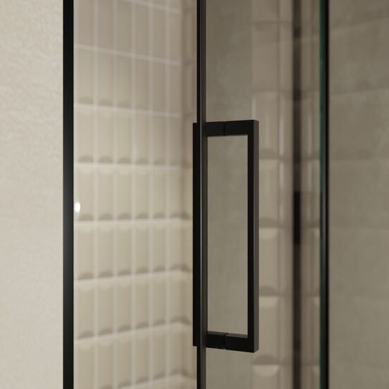 Balmani Senses Design porte pivotante à droite 120 cm x 210 cm verre Miroir Reflex, Profil noir