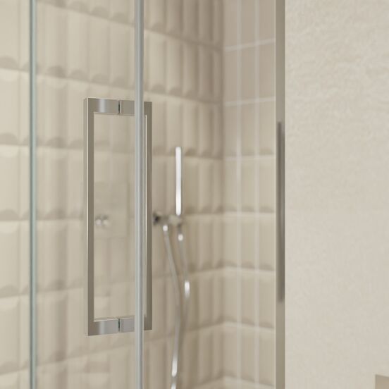 Balmani Senses Design douche draaideur links 100 cm x 210 cm Helder glas, Chroom profielen, met coating
