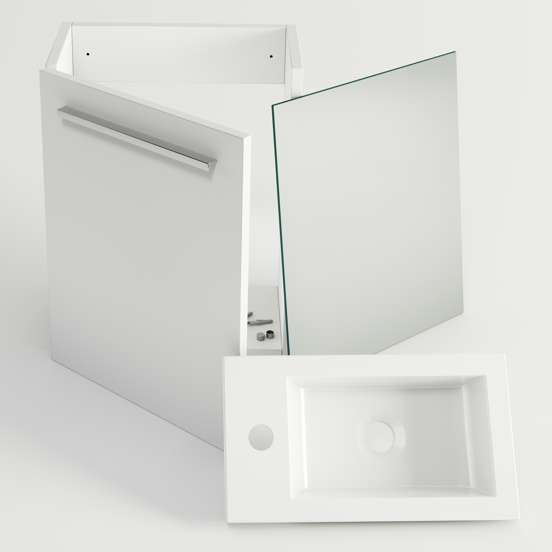 SanyOne Roxy zwevend toiletmeubel 40 x 22 cm wit met Roxy wastafel in glanzend composiet marmer