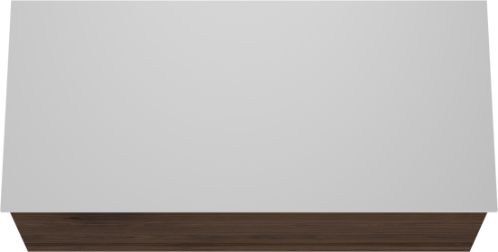 Balmani Forma hängendes Möbelstück Set: 120 x 55 cm, Amerikanischer Nussbaum, mit Stretto Einzel- oder Doppel Waschtischplatte, Solid Surface, Weiß matt, Horizontale symmetrische gerade Rippe