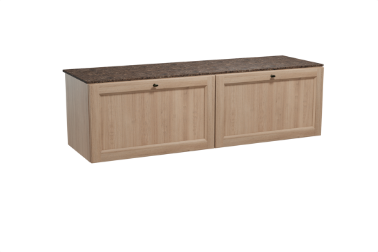 Balmani Lemon meuble salle de bains suspendu 180 x 55 cm chêne vieilli avec Stretto tablette simple ou double en marbre dark emperador