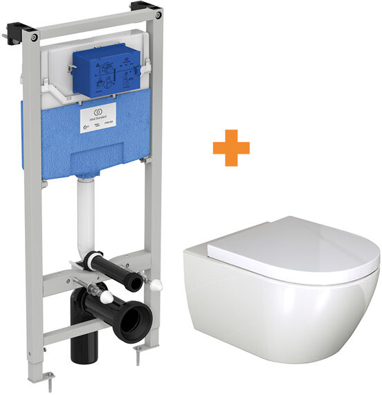 Villeroy & Boch Subway 2 hangend toilet hoogglans wit randloos met Ideal Standard ProSys inbouwreservoir