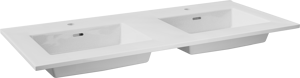 Storke Kera dubbele wastafel glanzend witte porselein 120 x 52 cm, afvoerplug niet inbegrepen