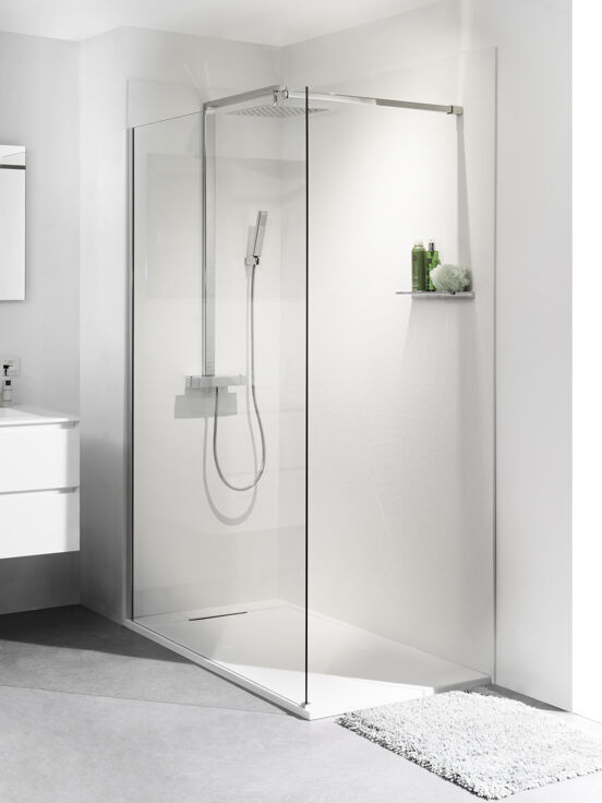 Balmani Zeno panneau mural de douche 120 x 260 cm marbre composite blanc mat texture ardoise