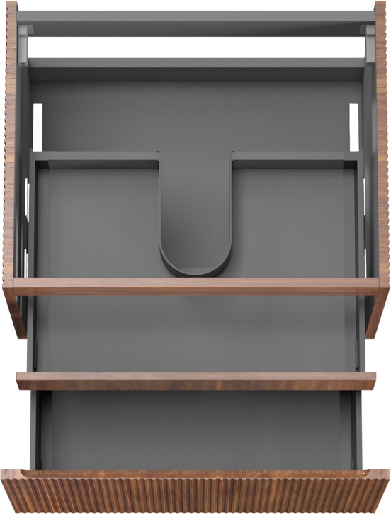 Storke Ribs meuble sous-vasque suspendu 65 x 52 cm noyer 2 tiroirs