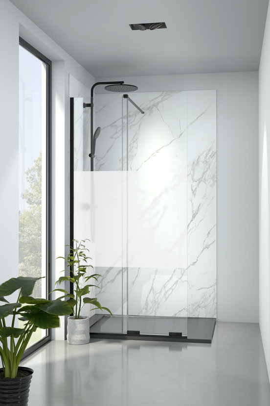 Balmani Move Slide inloopdouche met uitschuifbare wand 100 x 200 cm rechts band glas mat zwart profiel