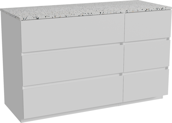Storke Edge meuble salle de bains à poser 130 x 52 cm blanc mat avec Tavola tablette simple ou double en blanc/noir mat terrazzo
