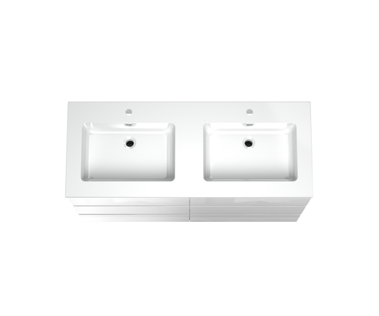 Storke Edge staand badmeubel 130 x 52 cm hoogglans wit met Diva dubbele wastafel in composietmarmer hoogglans wit