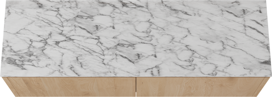 Balmani Eclips hängendes Möbelstück Set: 180 x 55 cm, Eiche Natur, mit Stretto Einzel- oder Doppel Waschtischplatte Carrara-Marmor