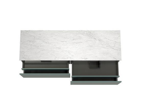 Balmani Sfera meuble salle de bains suspendu 180 x 55 cm forest avec Stretto tablette simple ou double en marbre carrara