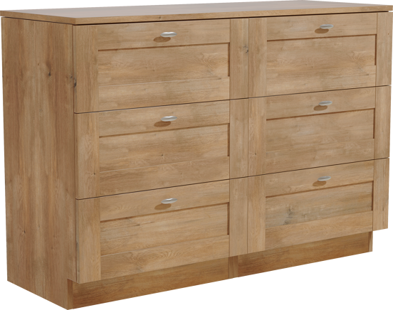 Linie Classo meuble salle de bains à poser 120 x 46 cm chêne naturel avec Lado tablette simple ou double en mélaminé chêne naturel