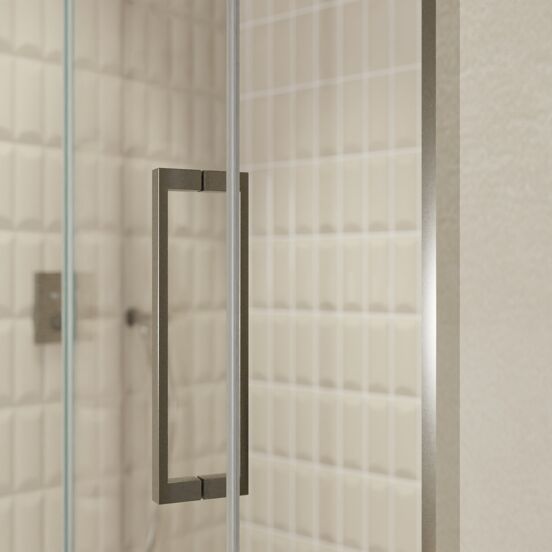 Balmani Senses Design douche draaideur links 140 cm x 210 cm Helder glas, Brushed GunMetal profielen
