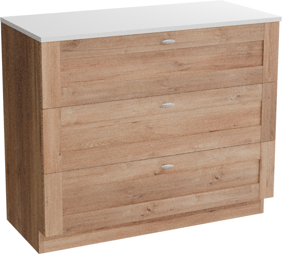 Linie Classo meuble salle de bains à poser 100 x 46 cm chêne naturel avec Lado tablette simple ou double en marbre composite blanc mat
