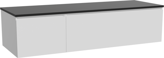 Storke Edge zwevend badkamermeubel 150 x 52 cm mat wit met Panton enkel of dubbel tablet in gepoedercoate mdf mat zwart