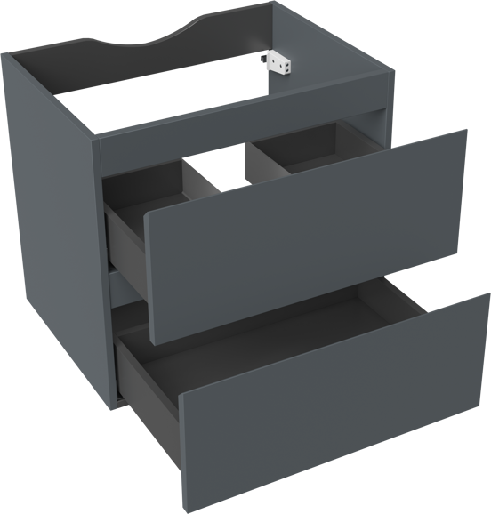 Linie Lado meuble sous-vasque suspendu 60 x 46 cm bleu anthracite 2 tiroirs