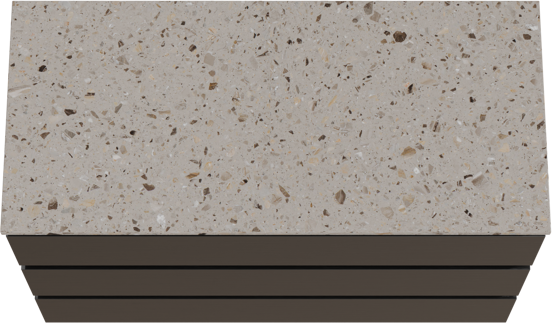 Balmani Lucida staand badkamermeubel 120 x 55 cm zwarte eik met Stretto enkel of dubbel tablet in terrazzo greige terrazzo