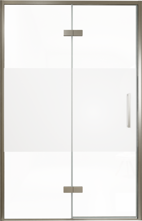 Balmani Senses Design douche draaideur links 140 cm x 210 cm Helder glas met matte strook, Brushed GunMetal profielen, met coating