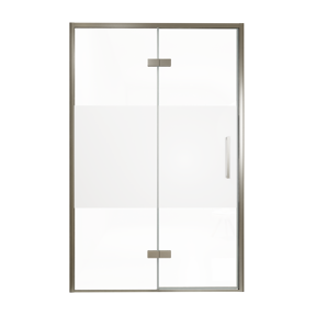 Balmani Senses Design douche draaideur links 140 cm x 210 cm Helder glas met matte strook, Brushed GunMetal profielen