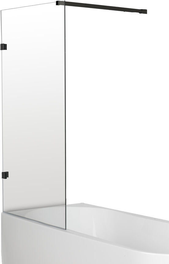Luca Varess Solid Badewannenaufsatz: 80 cm, Klarglas, Schwarzes Profil