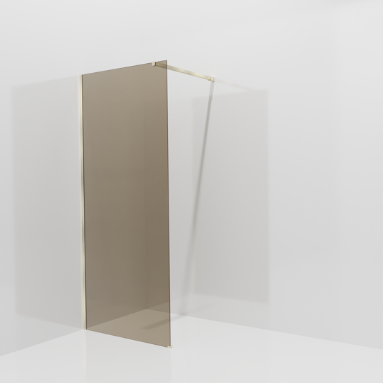 Balmani Modular Walk-In Dusche: 90 x 200 cm, Bronze Glas, Profil Brushed Champagne Gold
