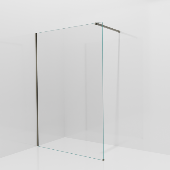 Balmani Modular inloopdouche: 140 x 200 cm, Extra helder glas met coating, Steengrijs profielen