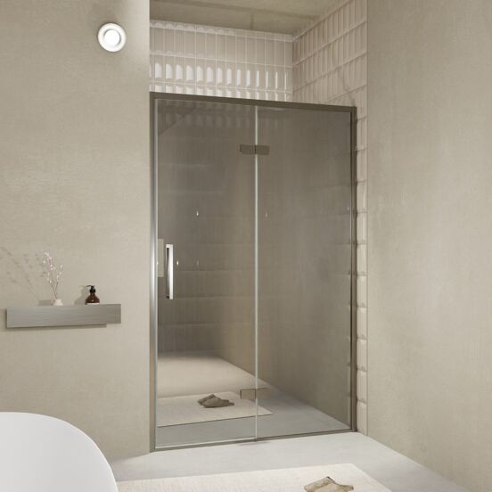 Balmani Senses Design porte pivotante à droite 140 cm x 210 cm verre Miroir Reflex, Profil Brushed GunMetal