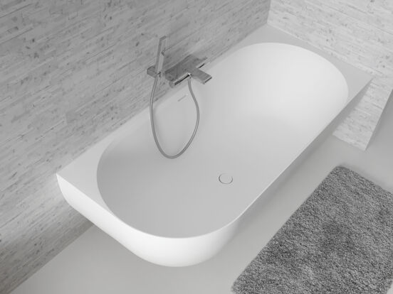 Balmani Forte tweepersoons hoekbad rechts 175 x 78 cm Solid Surface mat wit