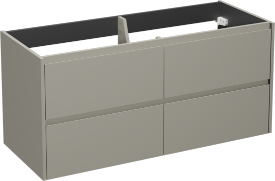 Storke Seda meuble sous-lavabo suspendu 130 x 52 cm soie grise 4 tiroirs