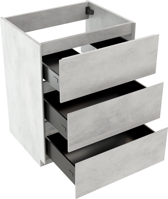 Storke Edge staande wastafelonderkast 65 x 52 cm beton zilvergrijs 3 lades