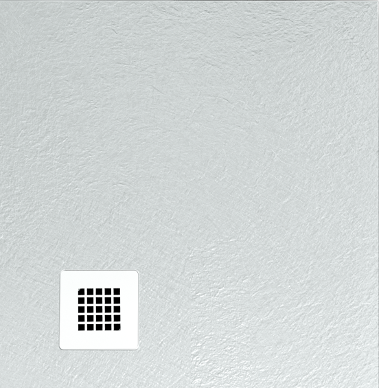 Balmani Vega douchebak 140 x 90 cm composietmarmer lichtgrijs leisteenstructuur