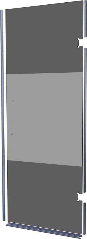 Balmani Modular Glasscheibe und Dichtungen für Duschtür, rechts, 841 mm, Rauchglas mit mattiertem Streifen