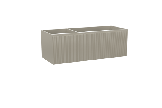 Balmani Fila hängender Waschbeckenunterschrank: 135 x 55 cm, asymmetrisch rechts, Stein Grau, 4 Schubladen