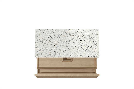 Balmani Forma meuble salle de bains suspendu 120 x 55 cm chêne naturel avec Stretto tablette simple ou double en blanc/noir mat terrazzo, Nervure droite symétrique verticale