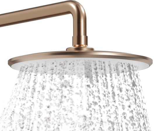 Linie Neptunus Regendusche Duschsystem mit Thermostatbatterie: Wandmontage, Brushed Rosegold