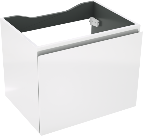 Linie Lado meuble salle de bains suspendu 60 x 46 cm blanc brillant avec Lado tablette simple en mélaminé ardoise gris