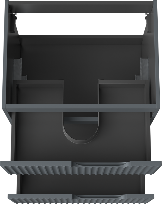 Linie Ribbo meuble sous-vasque suspendu 60 x 46 cm bleu anthracite 2 tiroirs
