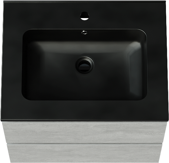 Linie Lado meuble salle de bains suspendu 60 x 46 cm béton gris foncé avec Vano plan simple en marbre composite noir mat