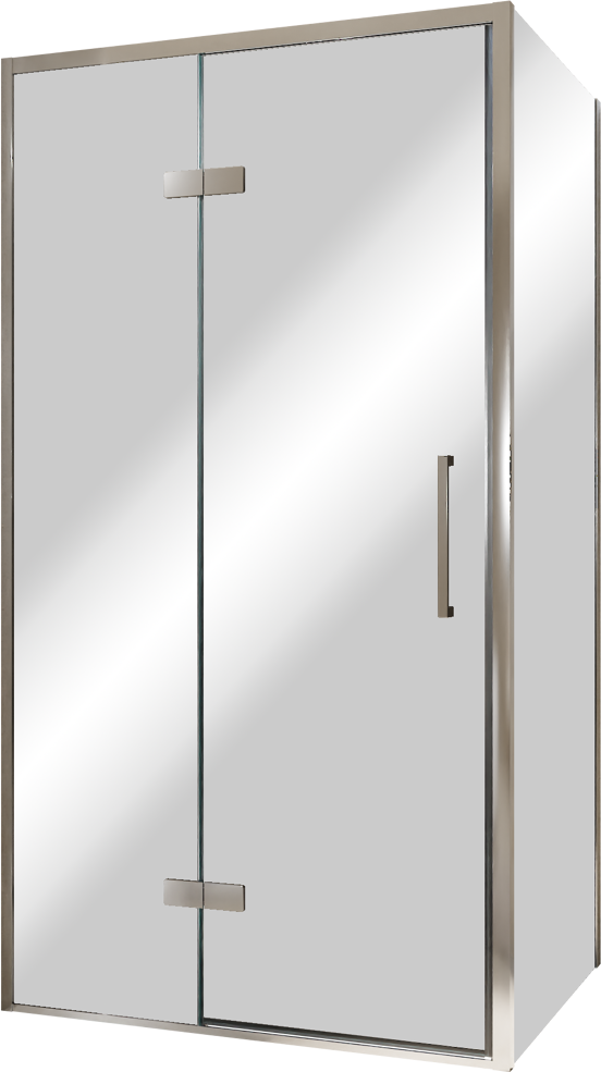 Balmani Senses Design douchehoek met linkse draaideur en vaste zijwand, 100 x 80 cm, Reflex spiegelglas, Chroom profielen, met coating