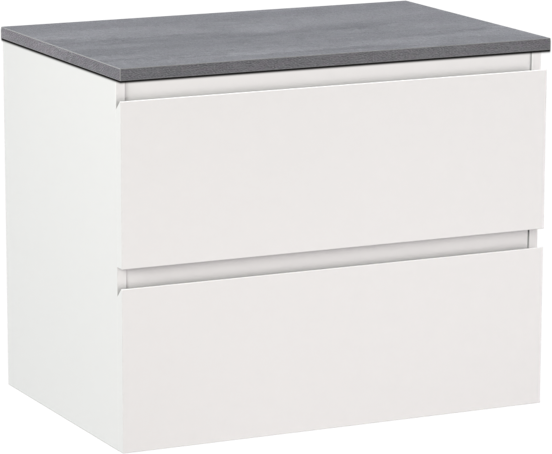 Linie Lado zwevend badkamermeubel 70 x 46 cm mat wit met Lado enkel tablet in melamine beton donkergrijs