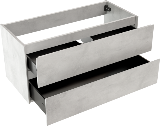 Storke Edge zwevende wastafelonderkast 100 x 46 cm beton zilvergrijs 2 lades