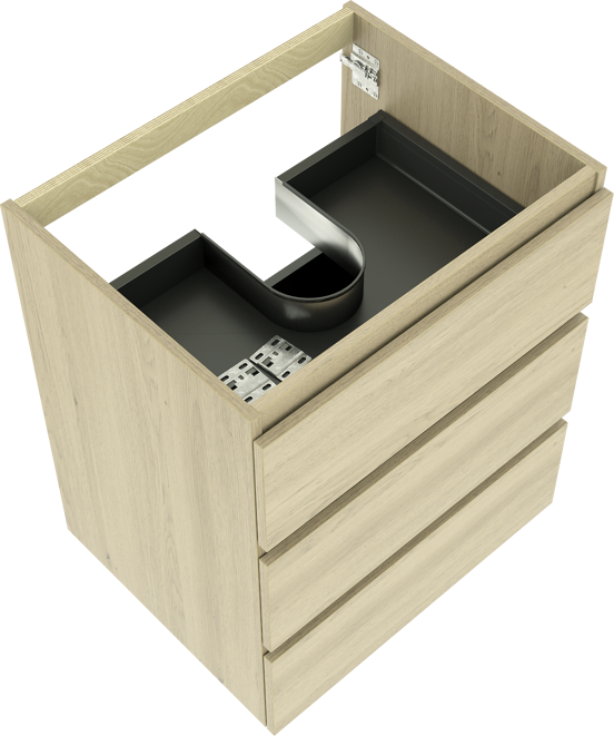 Balmani Lucida stehender Waschbeckenunterschrank: 67,5 x 55 cm, Eiche verwittert, 3 Schubladen