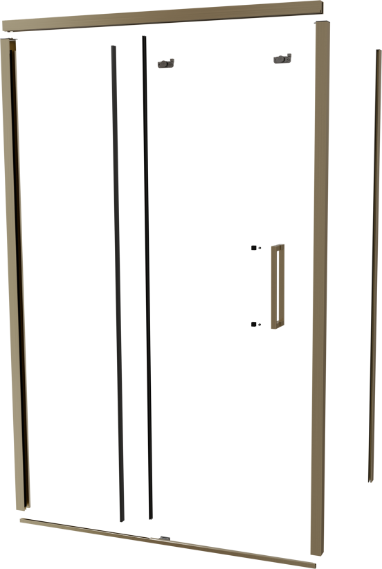 Balmani Senses Design 140 cm links douchecabine met schuifdeur profielenset brushed champagne gold