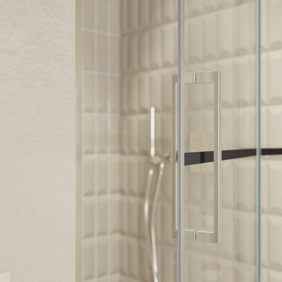 Balmani Senses Design Dusche Drehtür, Rechts, 100 cm x 210 cm, Lined, Profil Brushed CoolMetal