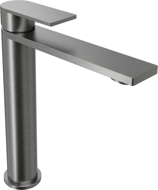 Blaufoss Fenix verhoogde wastafelkraan brushed gunmetal