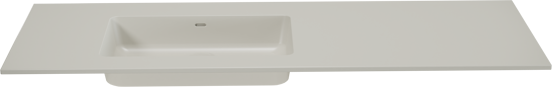Storke Diva asymmetrisch linkse wastafel mat zijdegrijze top solid 150 x 52 cm