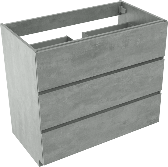 Storke Edge staande wastafelonderkast 95 x 52 cm beton donkergrijs 3 lades